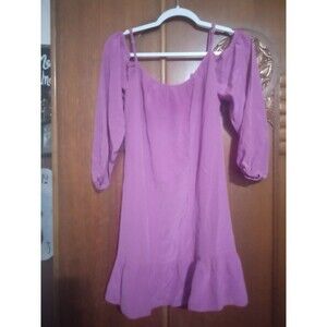 Lilly Pulitzer  Women’s Small Silk Purple Off Shoulder /Ruffle Mini Dress. B56